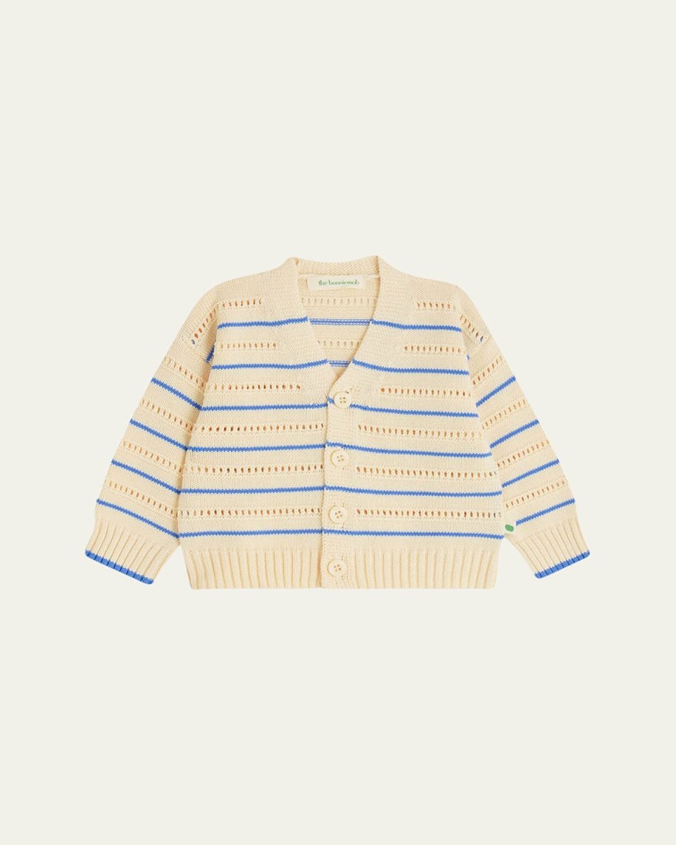 Kid's Pointelle Striped Cardigan, Size Newbor